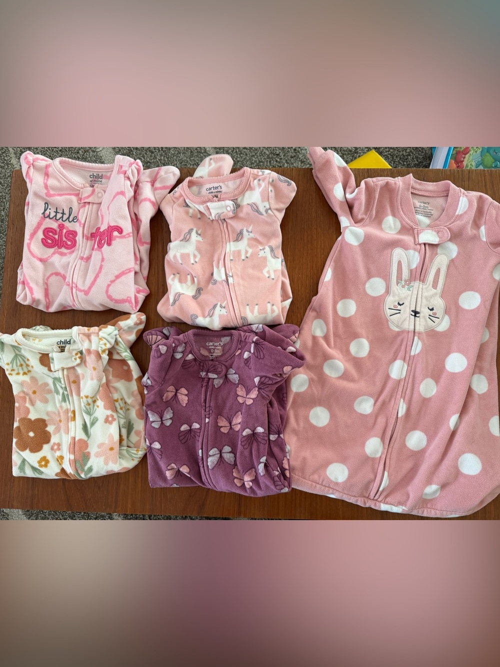 Carter's & Child of Mine 5-Piece Fleece Sleep Bundle 0-3M